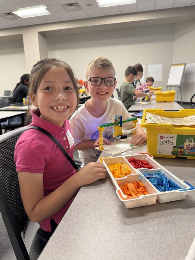 Two students in the Kids U LEGO Architecture camp.